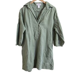 Soft Surroundings Sage Green 3/4 Length Sleeve 100% Linen Dress. Size Medium